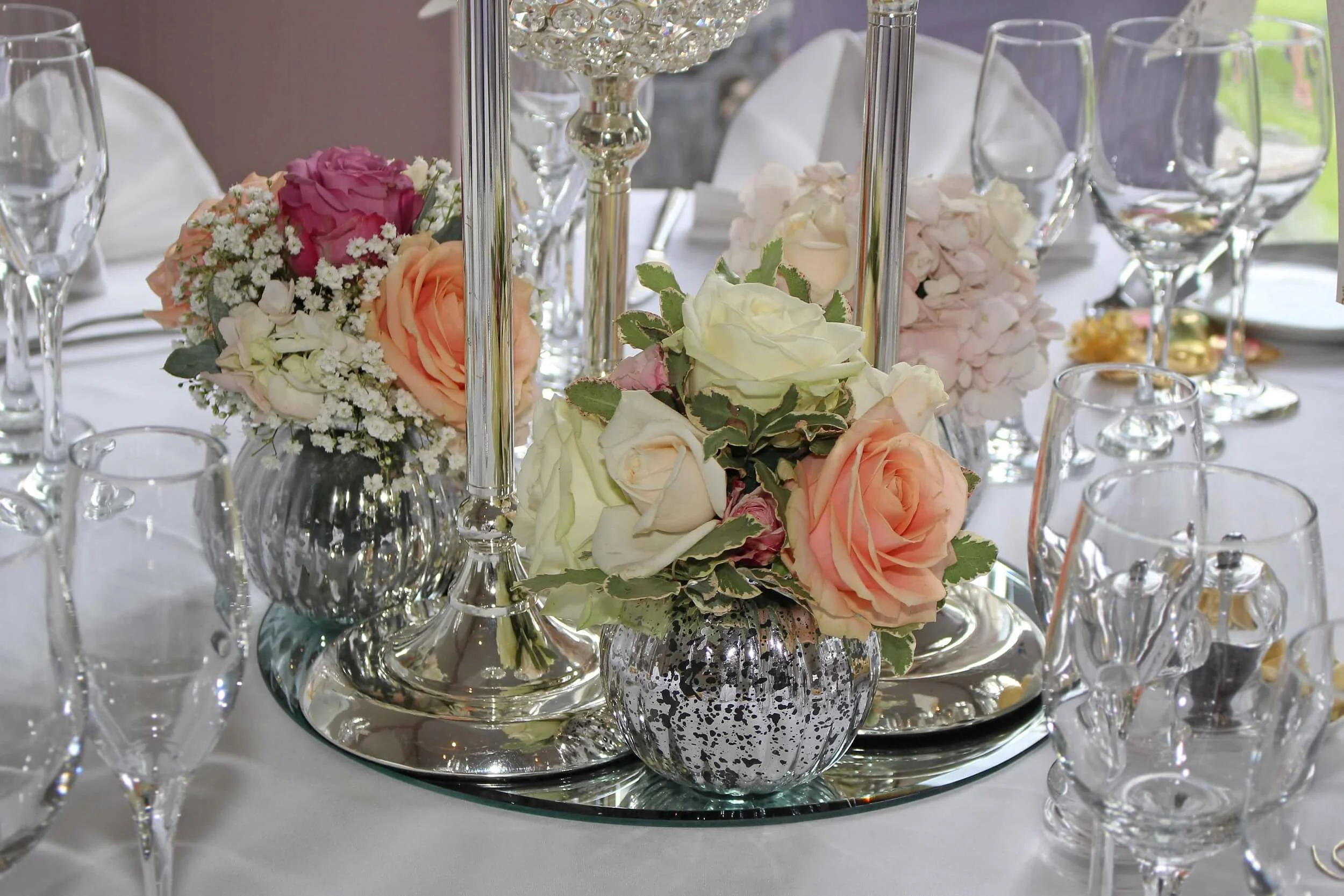 mirror plate wedding hire