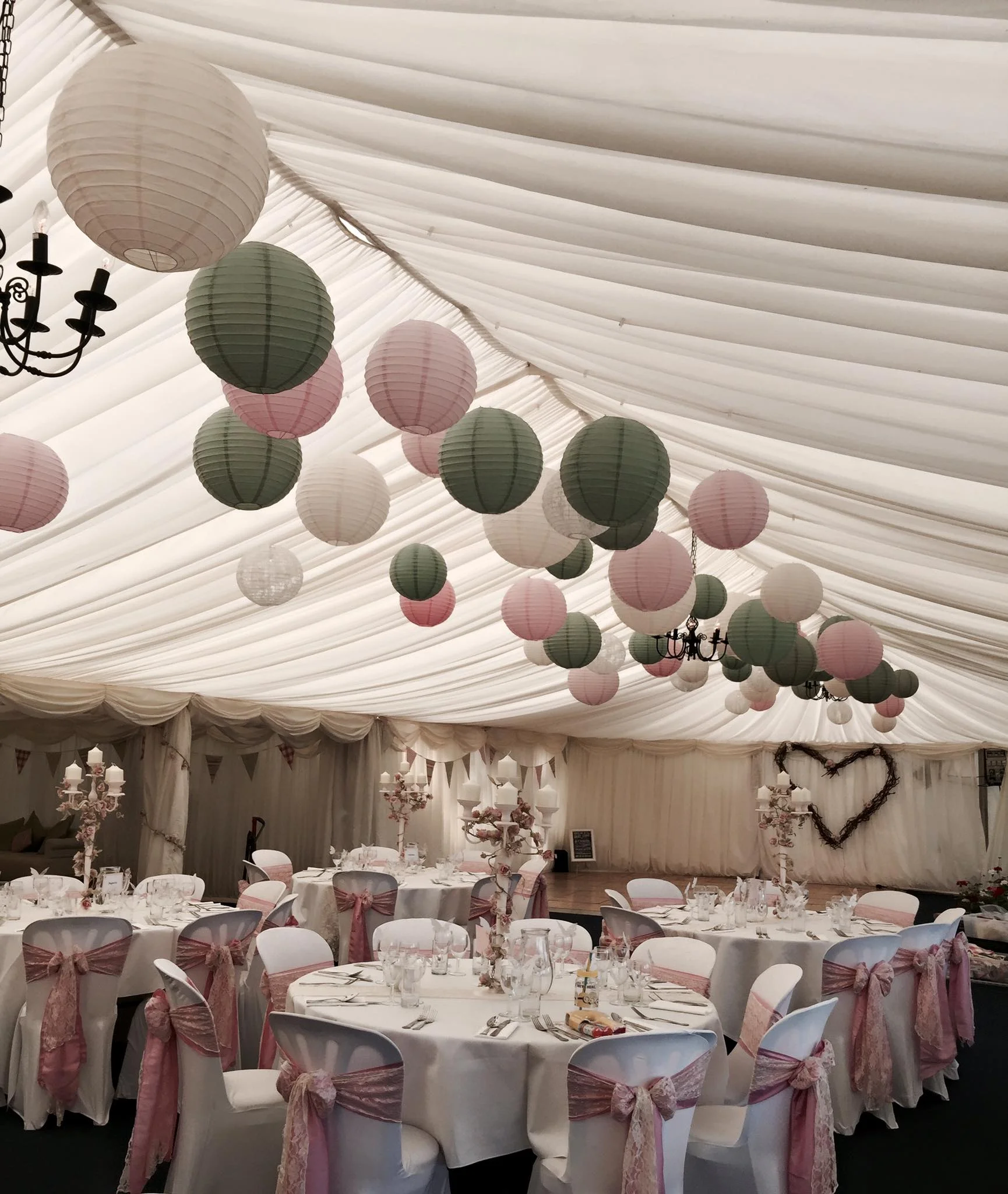 marquee decoration hanging lanterns wedding event surrey, kent, sussex, london