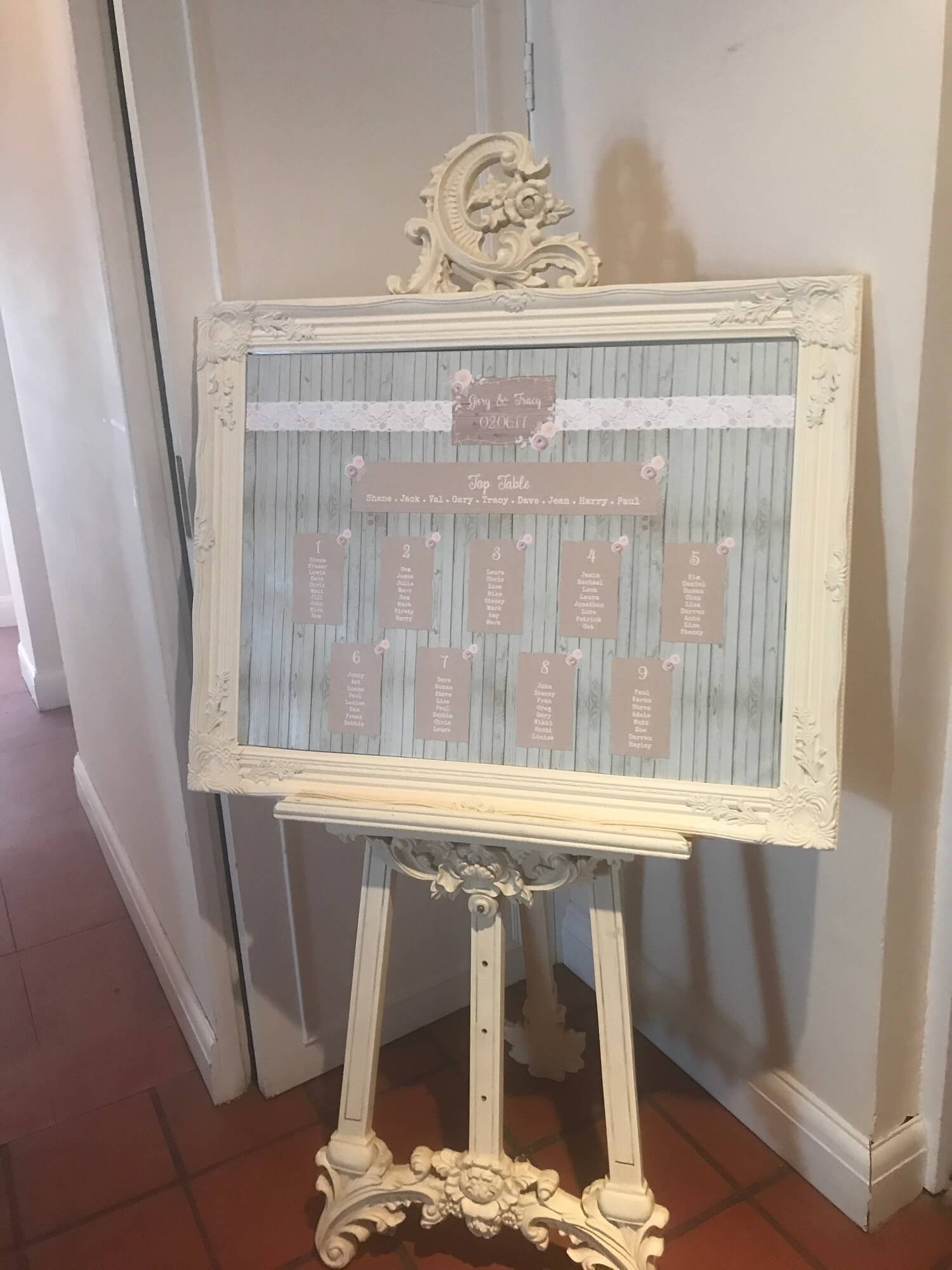 table plan easel gold silver copper rose gold ivory hire wedding