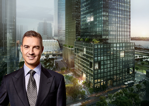 Daniel Loeb and a rendering of 55 Hudson Yards