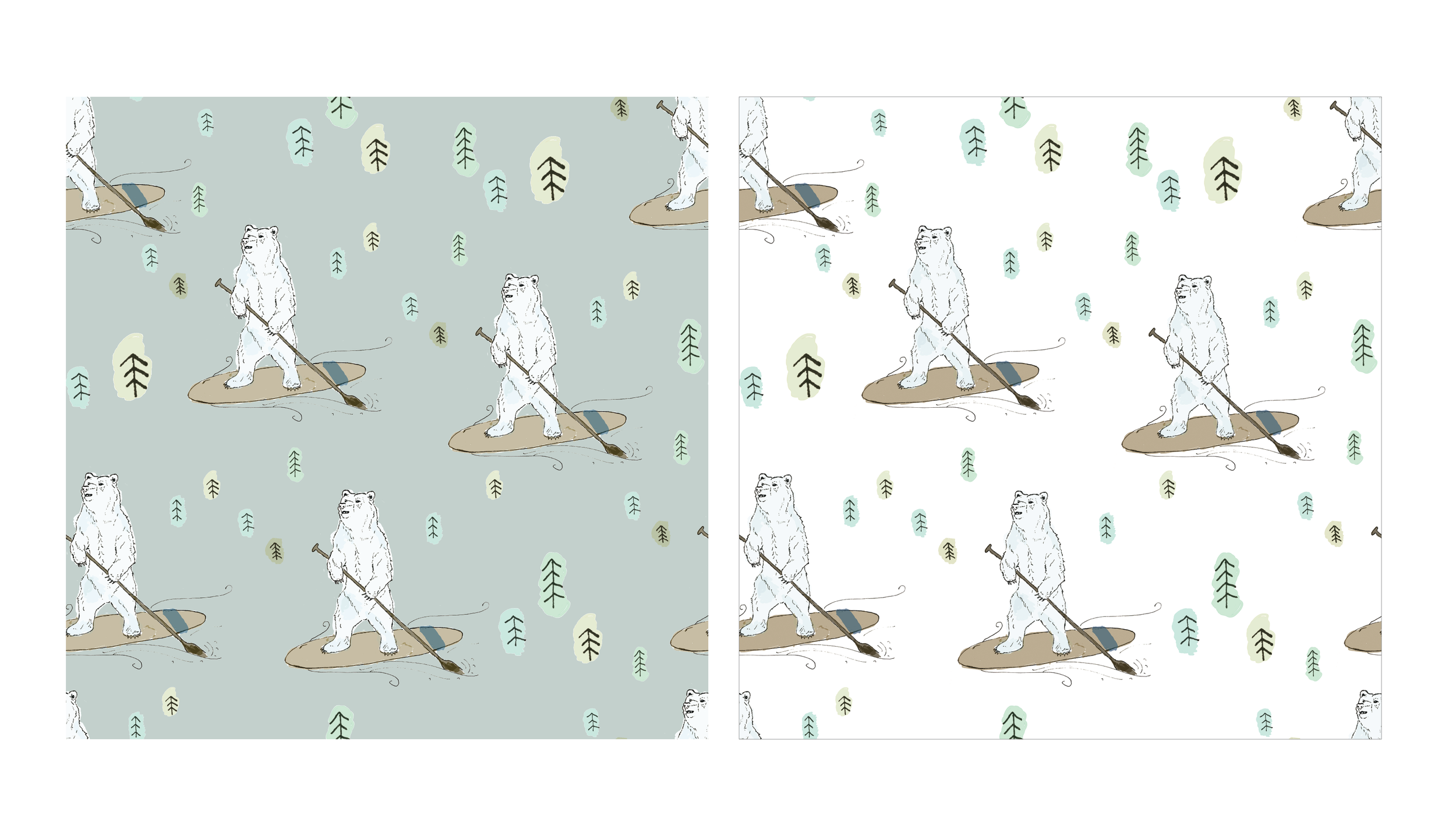 Bear on a paddle board