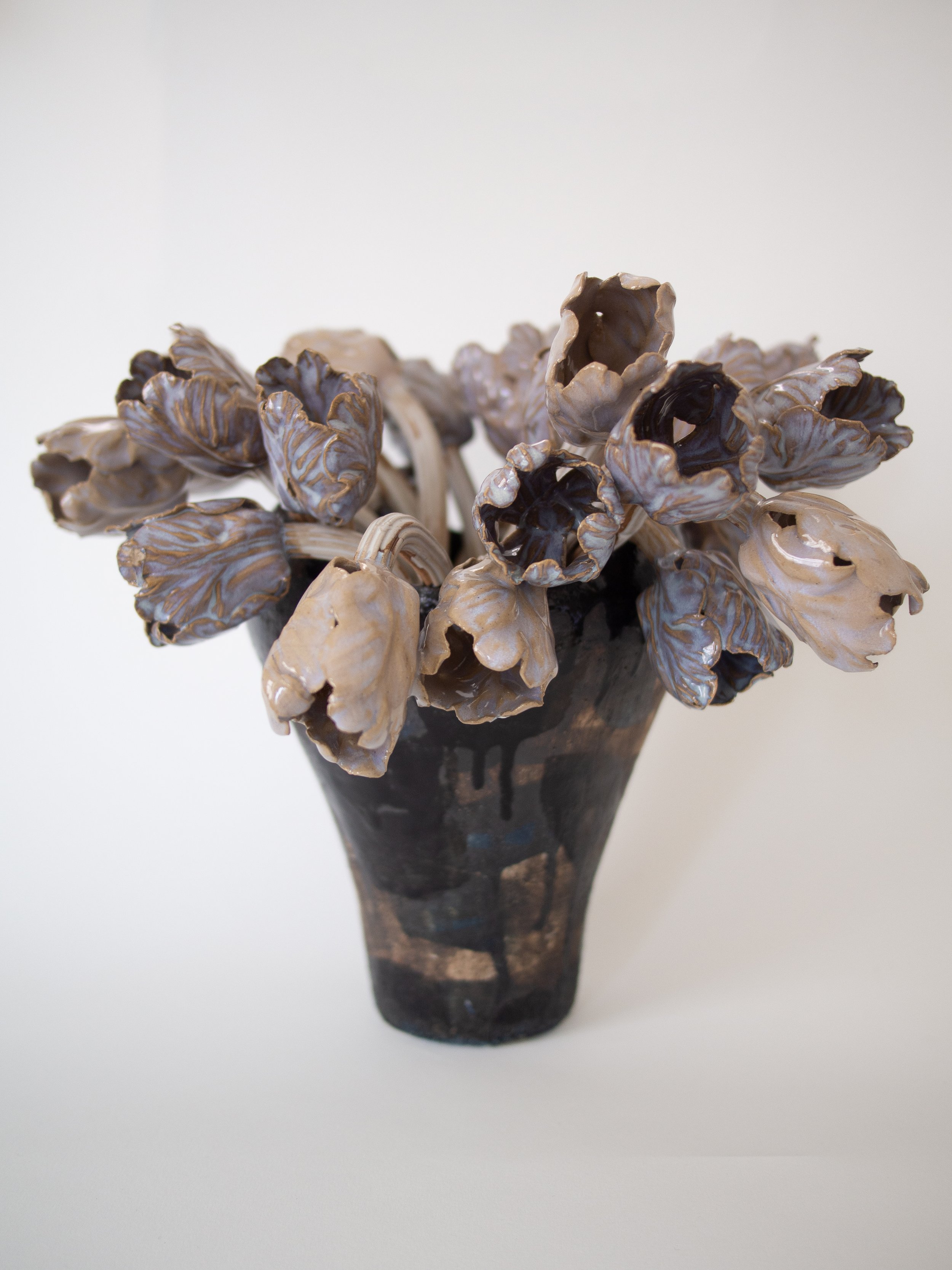 ceramic tulips, ceramic art, sculpture