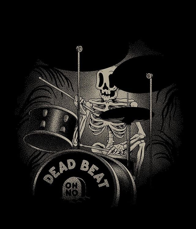 Dead beat, a study on &ldquo;Would skeletons be good a drumming&rdquo; . Findings were inconclusive so I made into a tee shirt and a hoodie. Available at @dudesfactory . Thank you and good night !