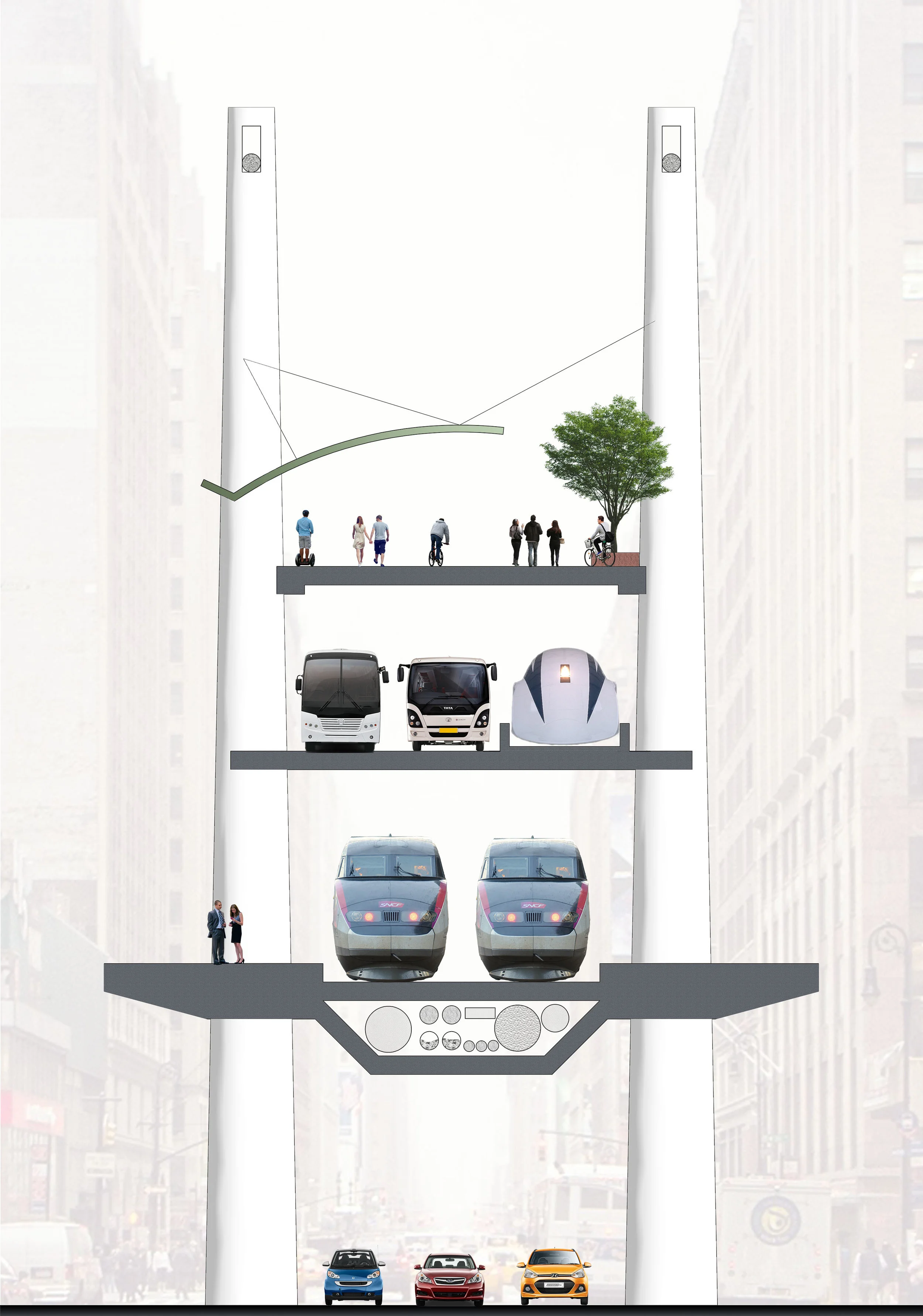 ESG Cross Section - All levels are at least 120 ft. above streets