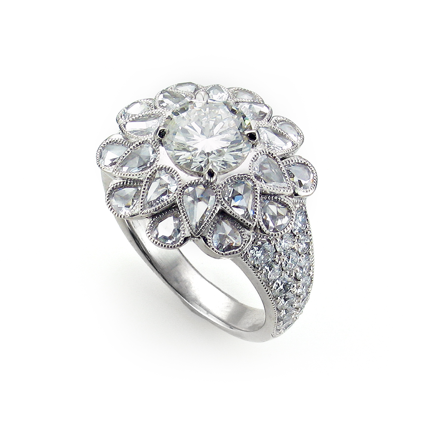 Vintage Inspired Wide Flower Ring — Oliver Smith Jeweler