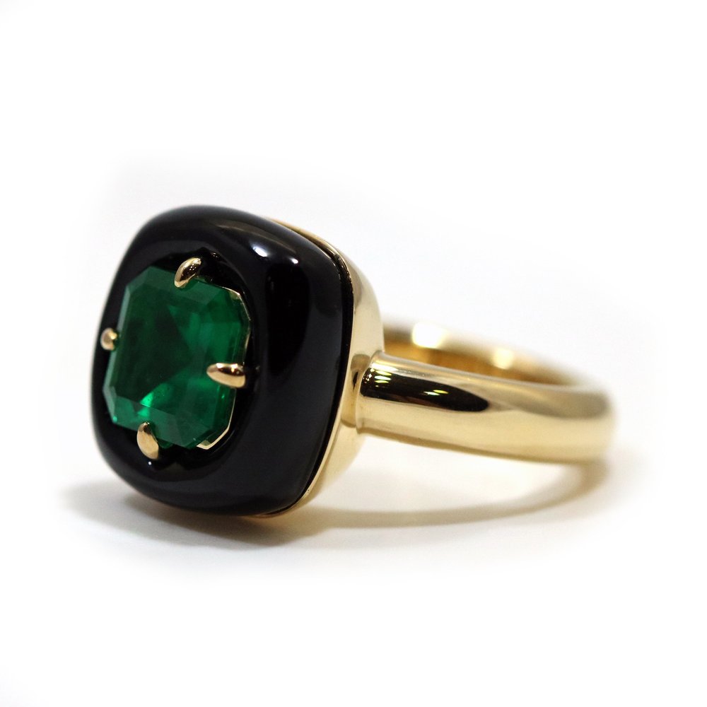 Emerald And Onyx Ring Oliver Smith Jeweler