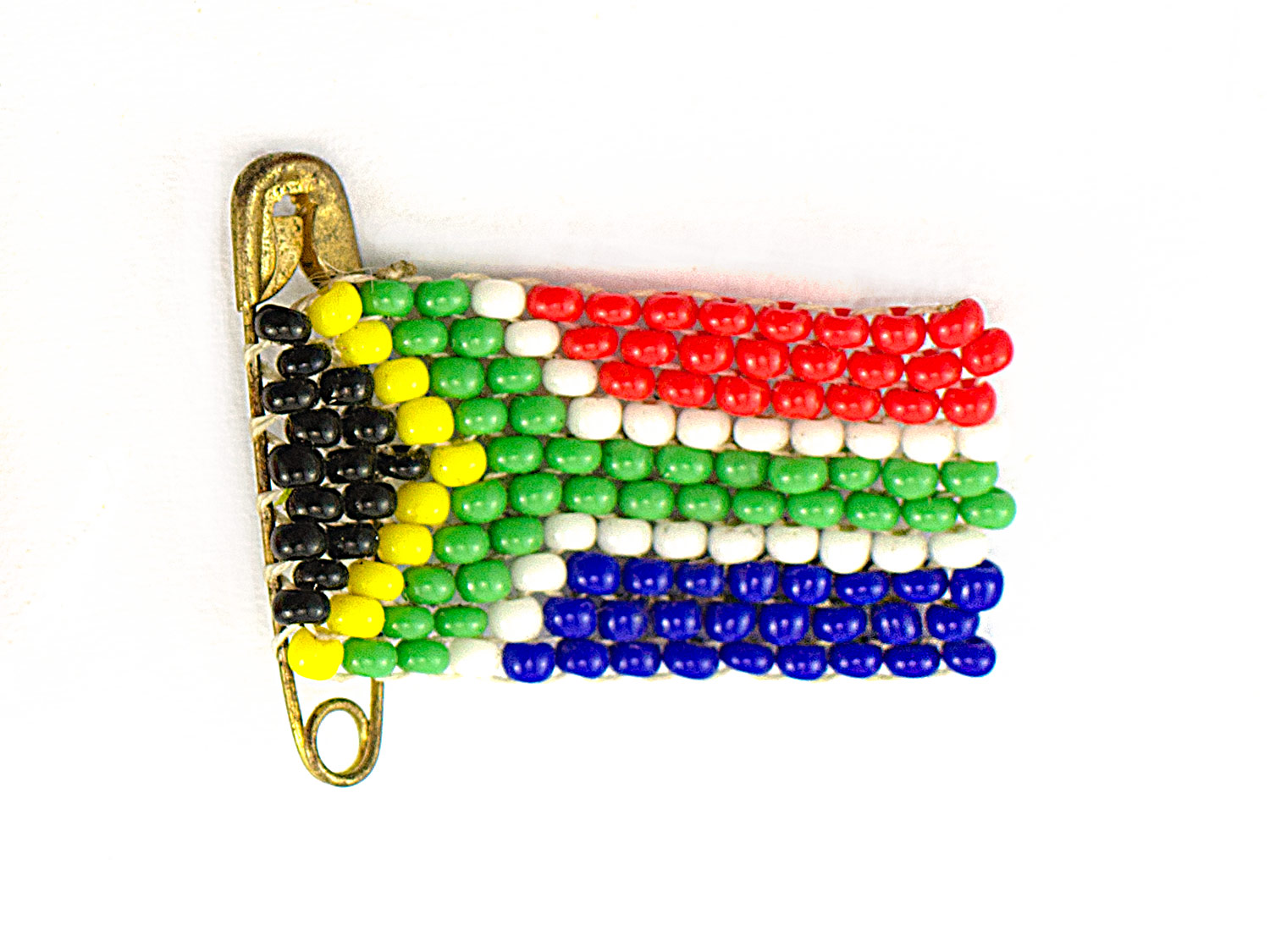 South African beaded flag brooch
