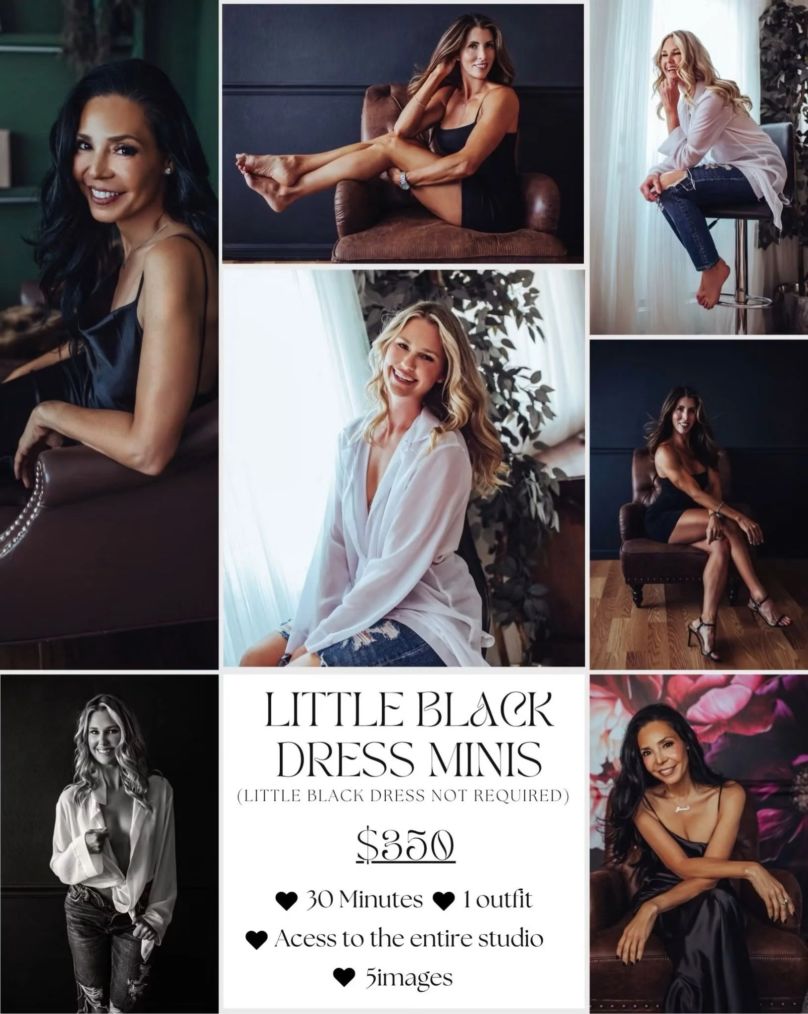 Tomorrow is the last day to book our Little Black Dress mini sessions!...Little Black Dress not required <3 

These are great if you need updated headshots or branding photos, if you just want to feel confident again, or just because! 
This sessio