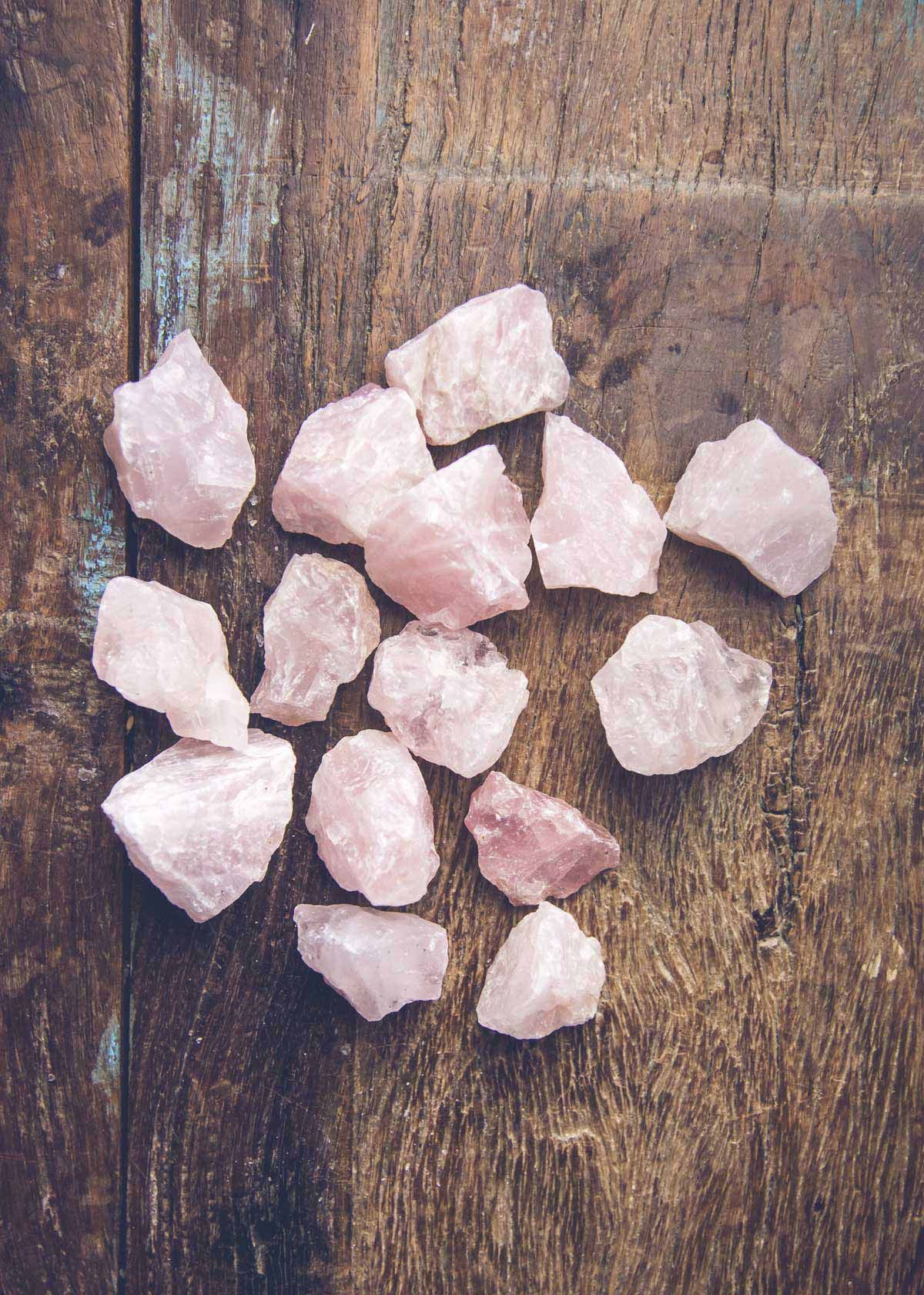 A pile of Rose Quartz.