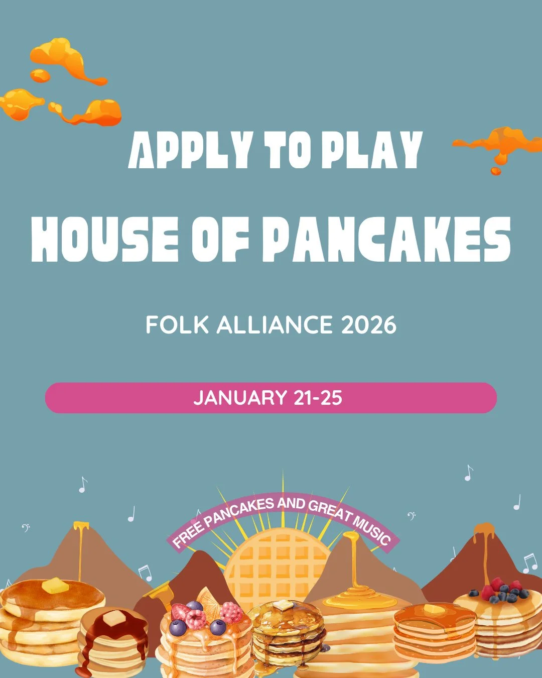 We're so excited to be hosting our private House of Pancakes showcase again with our pals from @alrightalright at @folk_alliance 2026! To all of the artists attending next year looking for a private showcase- fill out the form in our bio to apply. We
