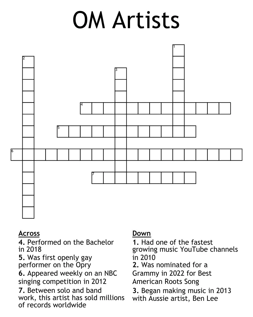 In case you're missing the New York Times mini crossword, here's an Olivia Management-themed one for your Tuesday!⁠
⁠
Complete at your leisure to find out who these fun facts match up with!