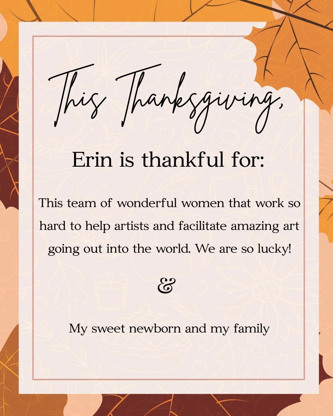 We are overflowing with gratitude over here! In the midst of a rough year for so many people, we are choosing to find the bright spots. Happy Thanksgiving to you and yours! ⁠
⁠
Love, Olivia Management