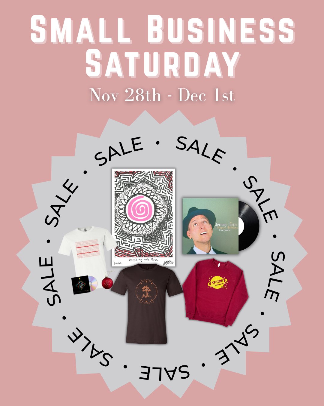 Happy Holidays! In honor of Small Business Saturday, our artists are generously marking down items in their stores for a limited time!! They're going quick, so get them while they're still available!⁠
⁠
@derekwebb - 20% off Survival Songs Art Prints⁠