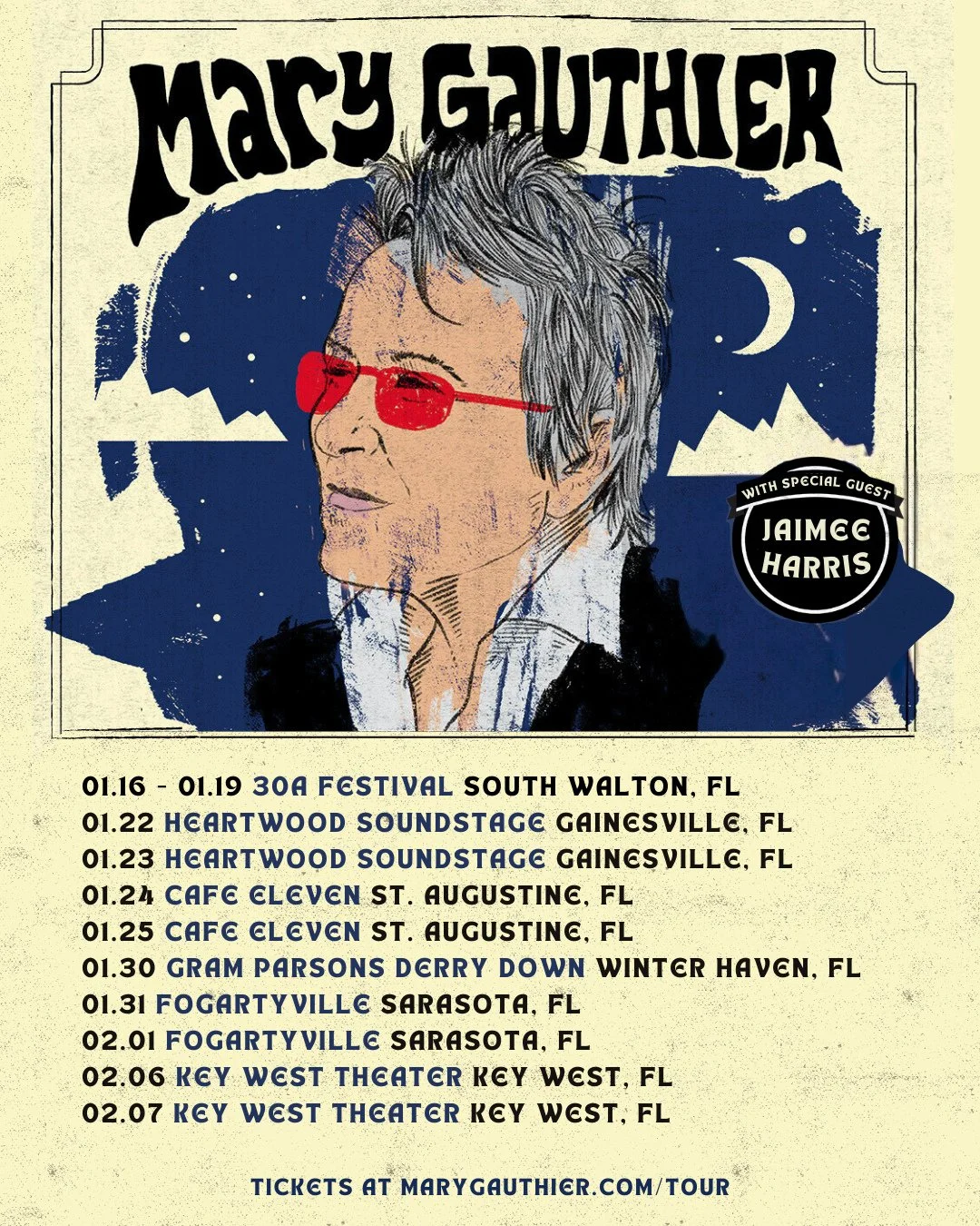 If you're in Florida looking for some excellent live folk music this month and next, look no further! @marygauthier is performing a run of shows across Florida with special guest @jaimeeharris. We've been lucky enough to see Mary live many times, and
