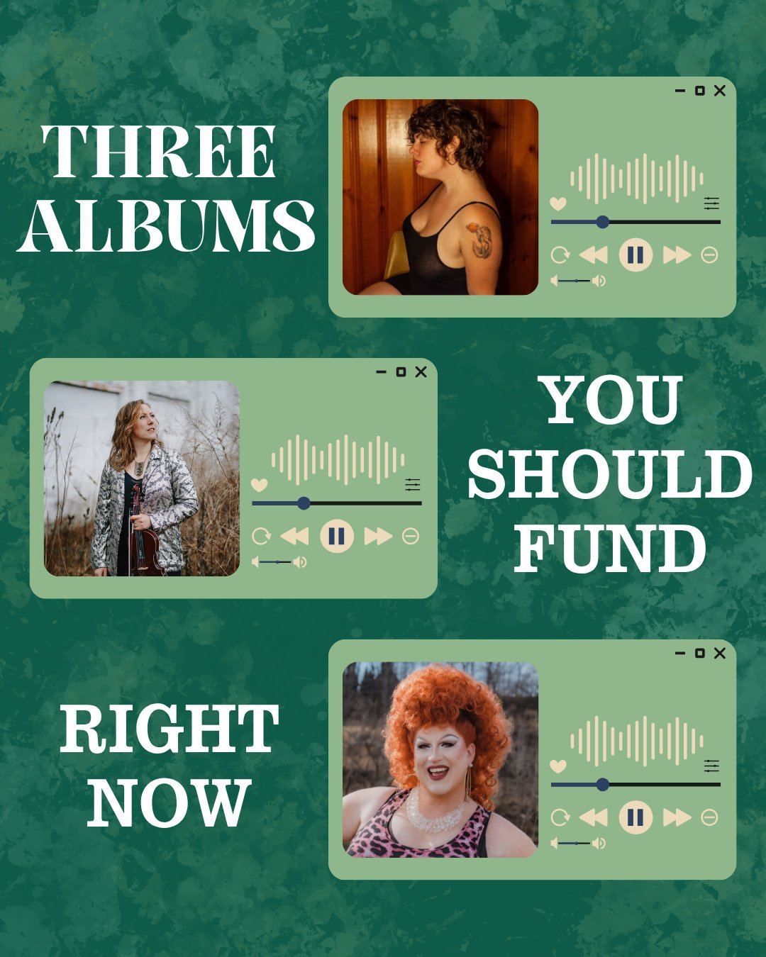 Some of our incredible consulting clients and pals are raising money toward making their next albums. It is such a great feeling to come together as a community and help independent artists get their projects over the finish line! If you're in a plac