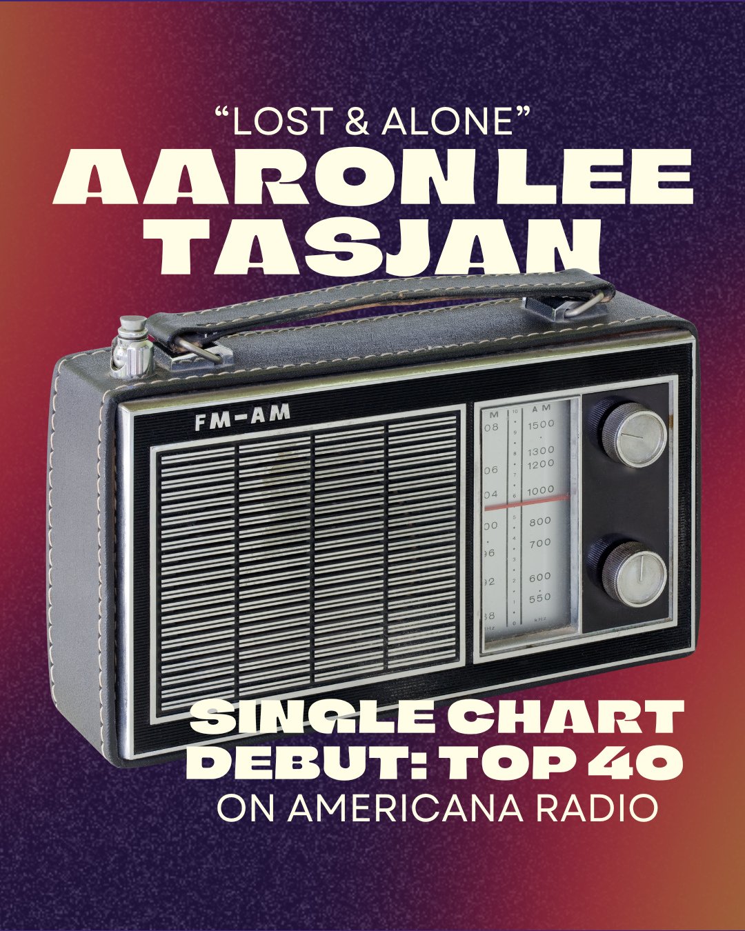 🚨Top 40 alert!!🚨 @aaronleetasjan's "Lost &amp; Alone" has risen to the top 40 on Americana radio! We can't get enough of it over here. Big thanks to @angela_backstrom and @blueelan and all of the wonderful Americana stations pushing this 