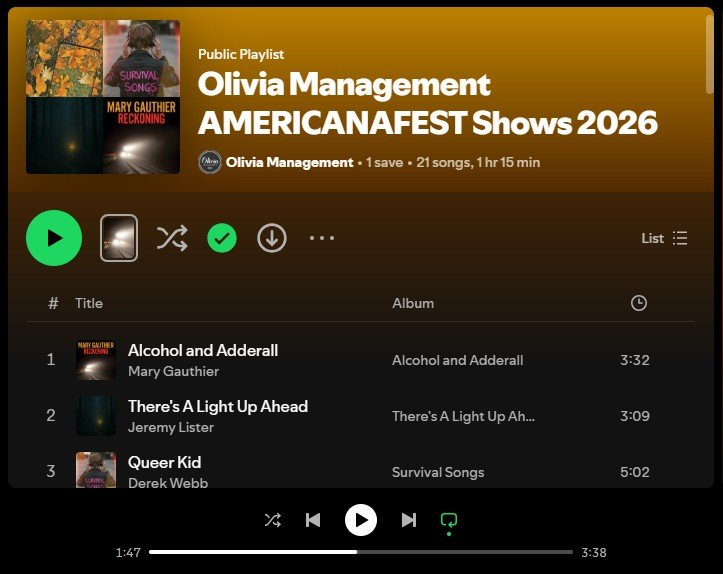 Our Playlist for AMERICANAFEST 2026!