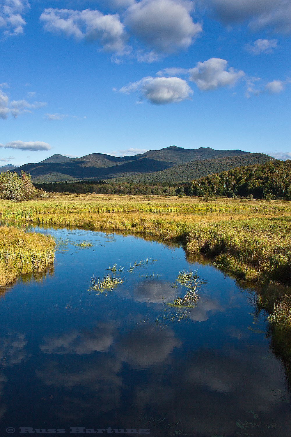 Late summer afternoon near Saranac Lake. Looking towards McKenzie Mountain and Whiteface Mountain.  