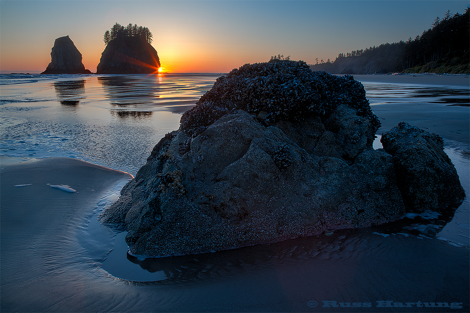 Second Beach at sunset. This is a wilderness beach in the Olympic  National Park in Northwest Washington state. 