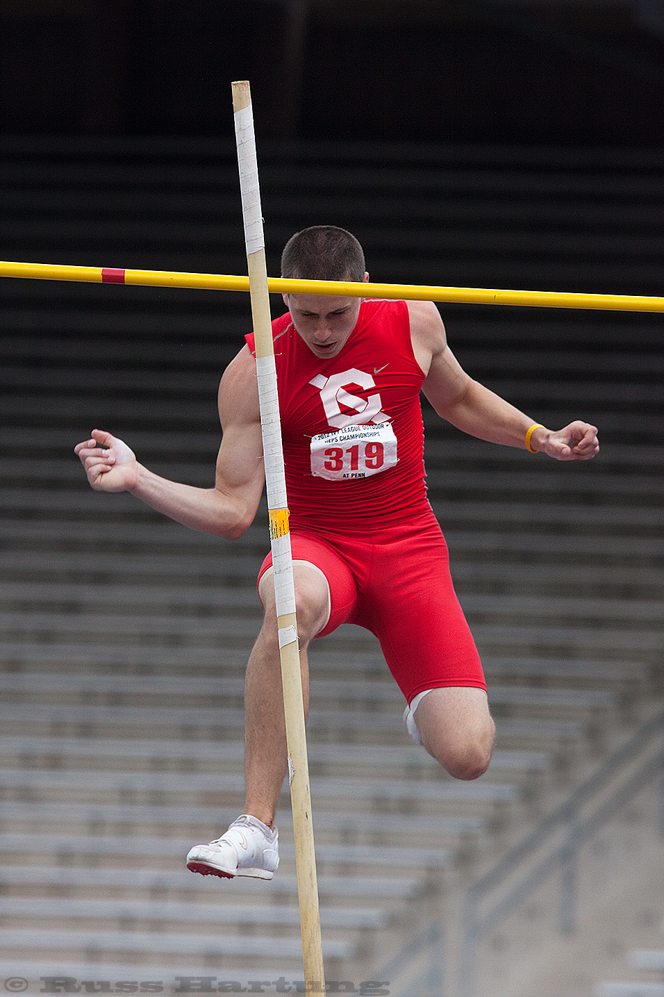Decathalon Pole Vault event at the 2012 Heptaganol Championships at Penn. 