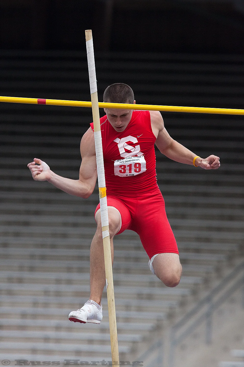 Decathalon Pole Vault event at the 2012 Heptaganol Championships at Penn.