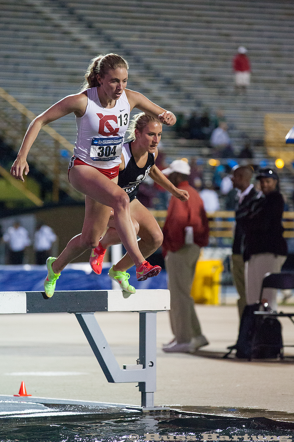 Genna Hartung competing in the steeplechase at the 2013 NCAA Division 1 Regional Championships in Greensboro, South Carolina.  
