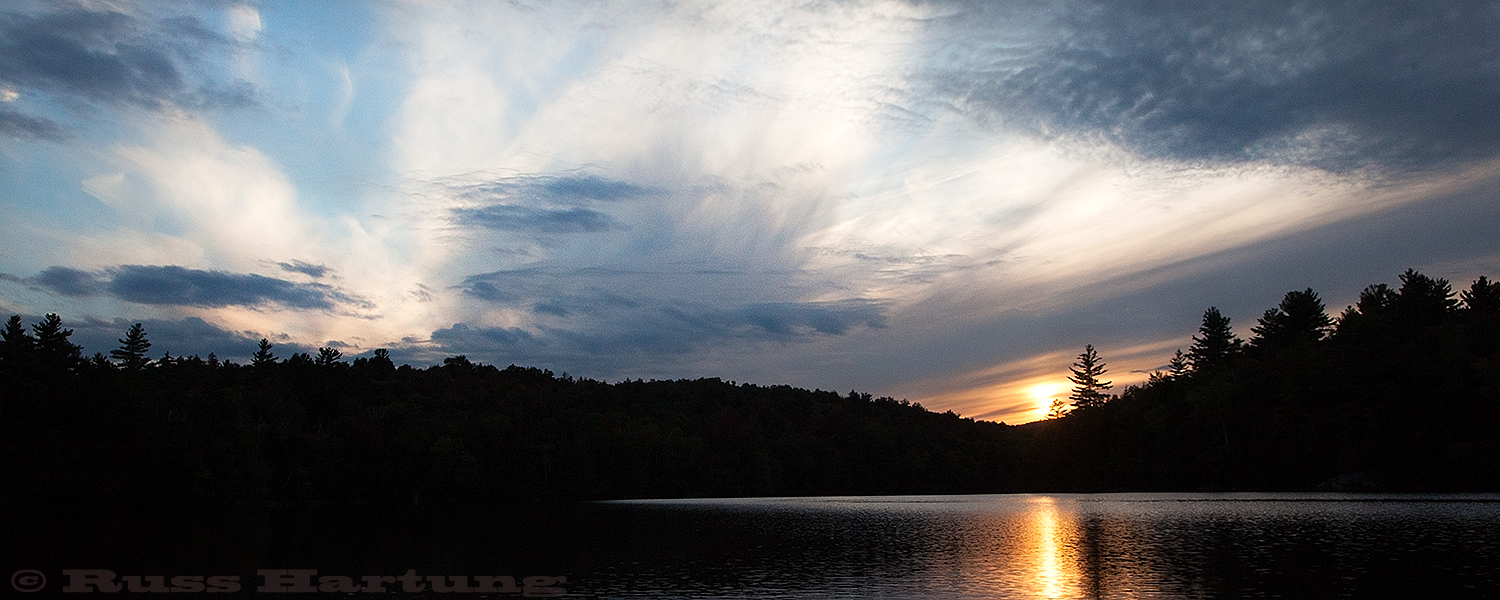 Sunset from my kayak on Indian Lake. 