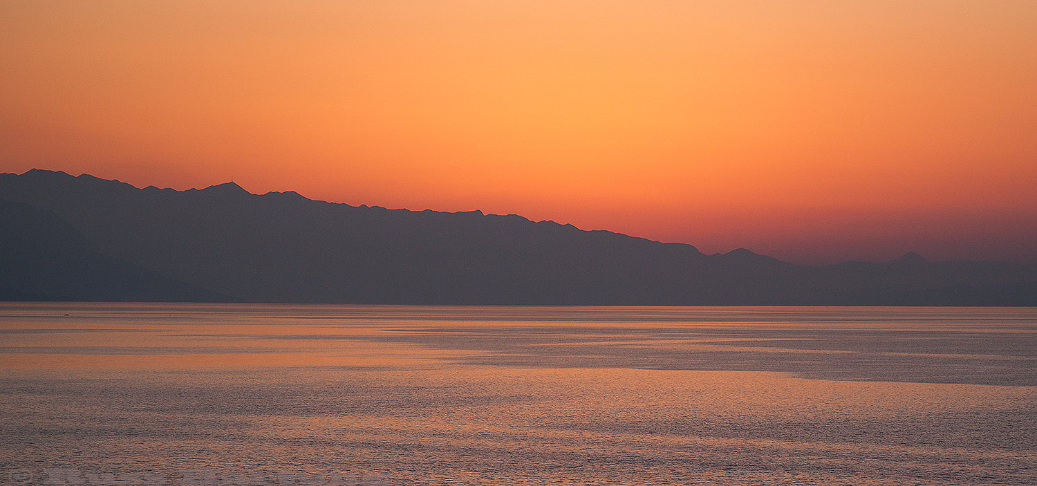 Coastal mountains at sunset. Split, Croatia. 