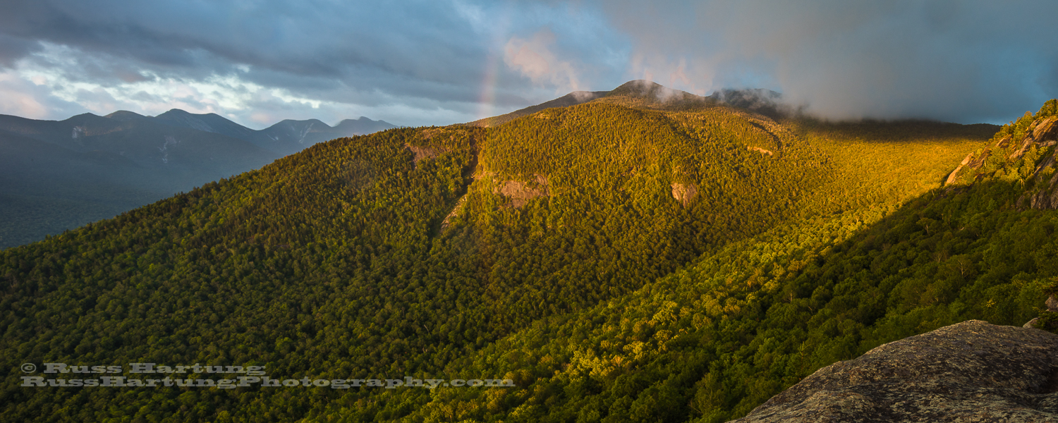 Rainbow at sunrise on Little Porter Mountain. 