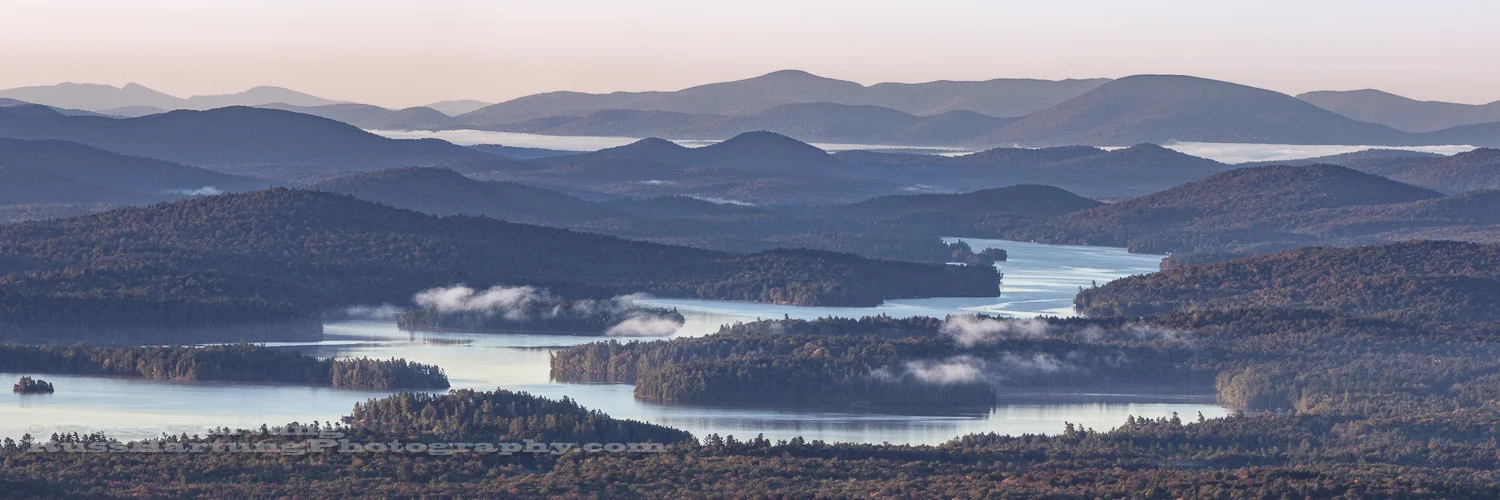 Early morning fog settled into the valleys of the St. Regis Canoe Wilderness.