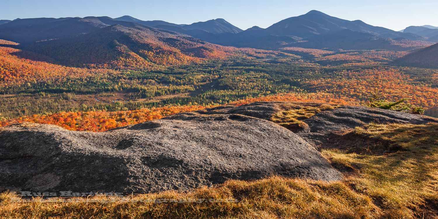 Late Autumn view of the High Peaks from Mount Van Hoevenberg. 