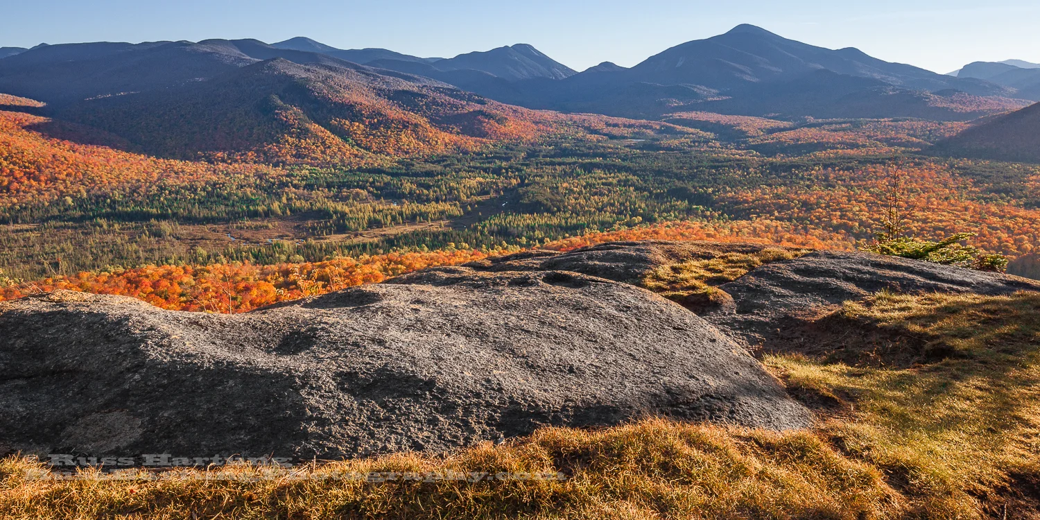 Late Autumn view of the High Peaks from Mount Van Hoevenberg.