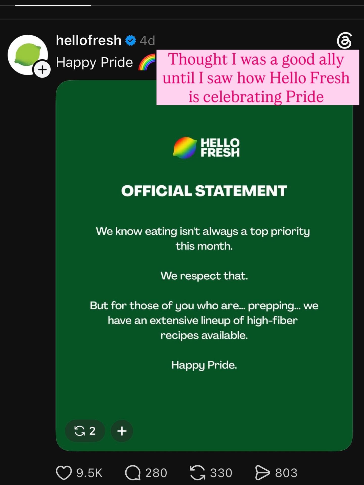 Promo code is #bottomsup and @hellofresh has a new member for life 🌈🦄🏳️&zwj;🌈🏳️&zwj;⚧️🍋 #pride #happypride #hellofresh