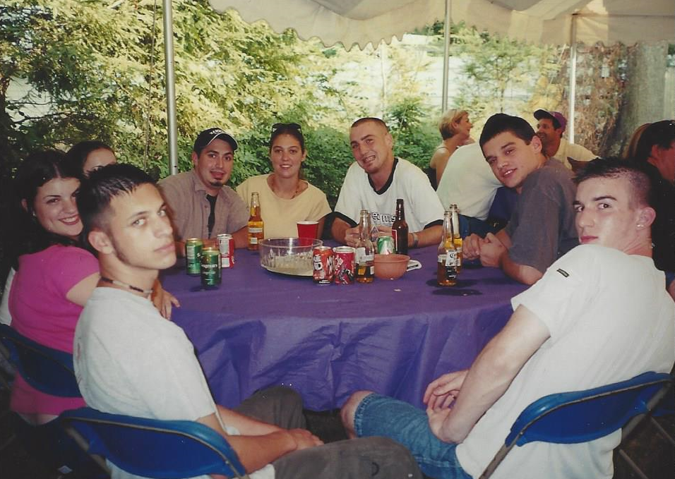  August 2001 Summer Party. Corey Wilson, Siobhan, Brian Fort, Paula Cognitore, Andrew Rella, Brian C, Tom Cahill 