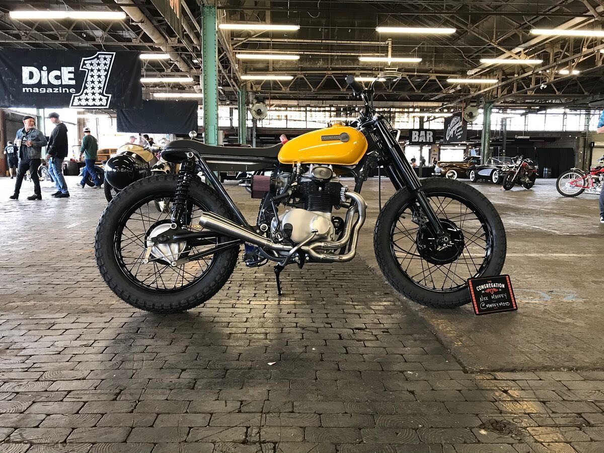 We made it to @thecongregationshow and have the Honda all set up. Come on out to @campnorthend and check it out! #maffeymoto #design #make #ride #honda #cl350 #motorcycle #custom #custommotorcycle #hondacl350  #charlotte #thecongregationshow
