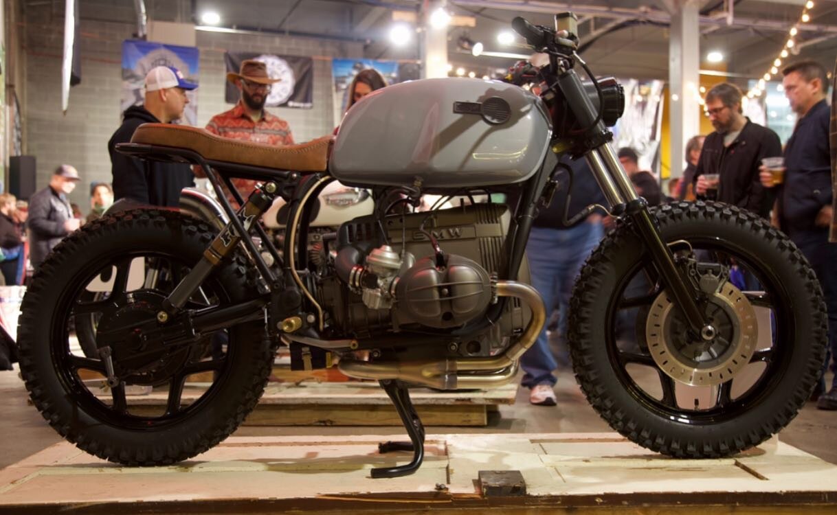The R80 at Garage Brewed Moto Show 2018. Cincinnati, Ohio at the Rhinegeist Brewery.  Such a cool setting for the show. Can&rsquo;t wait to gather, look at cool motorcycles and drink beer with people again. #maffeymoto #design #make #ride #bmw #bmwr8