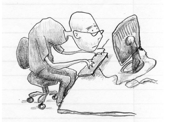 Picture of a desk worker with poor posture