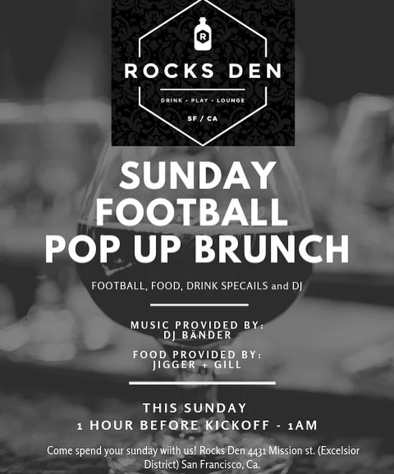 Football Pop Up Brunch by Jigger + Gill. Music by DJ Bander