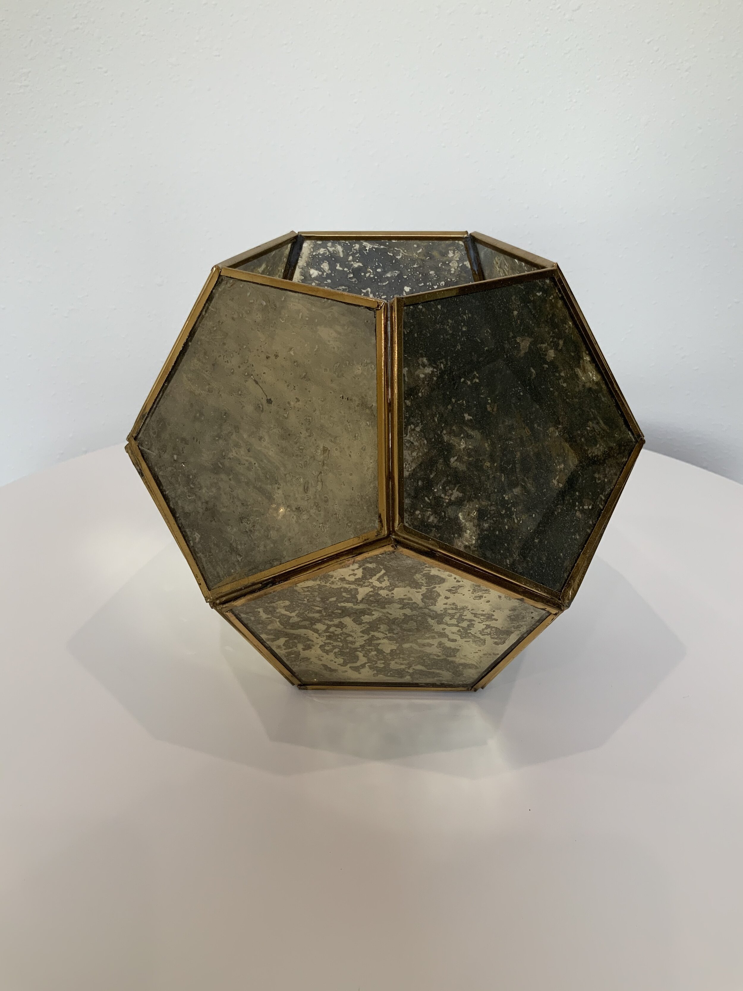 Gold+mercury glass geometric holder - $10