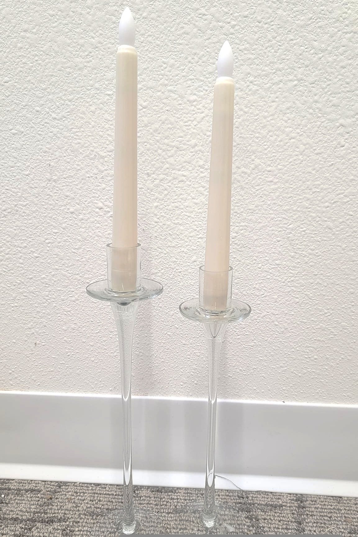 Thin glass taper LED candle set  (1) - $8