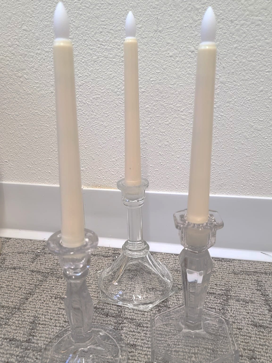 Trio glass taper LED candle set- $12