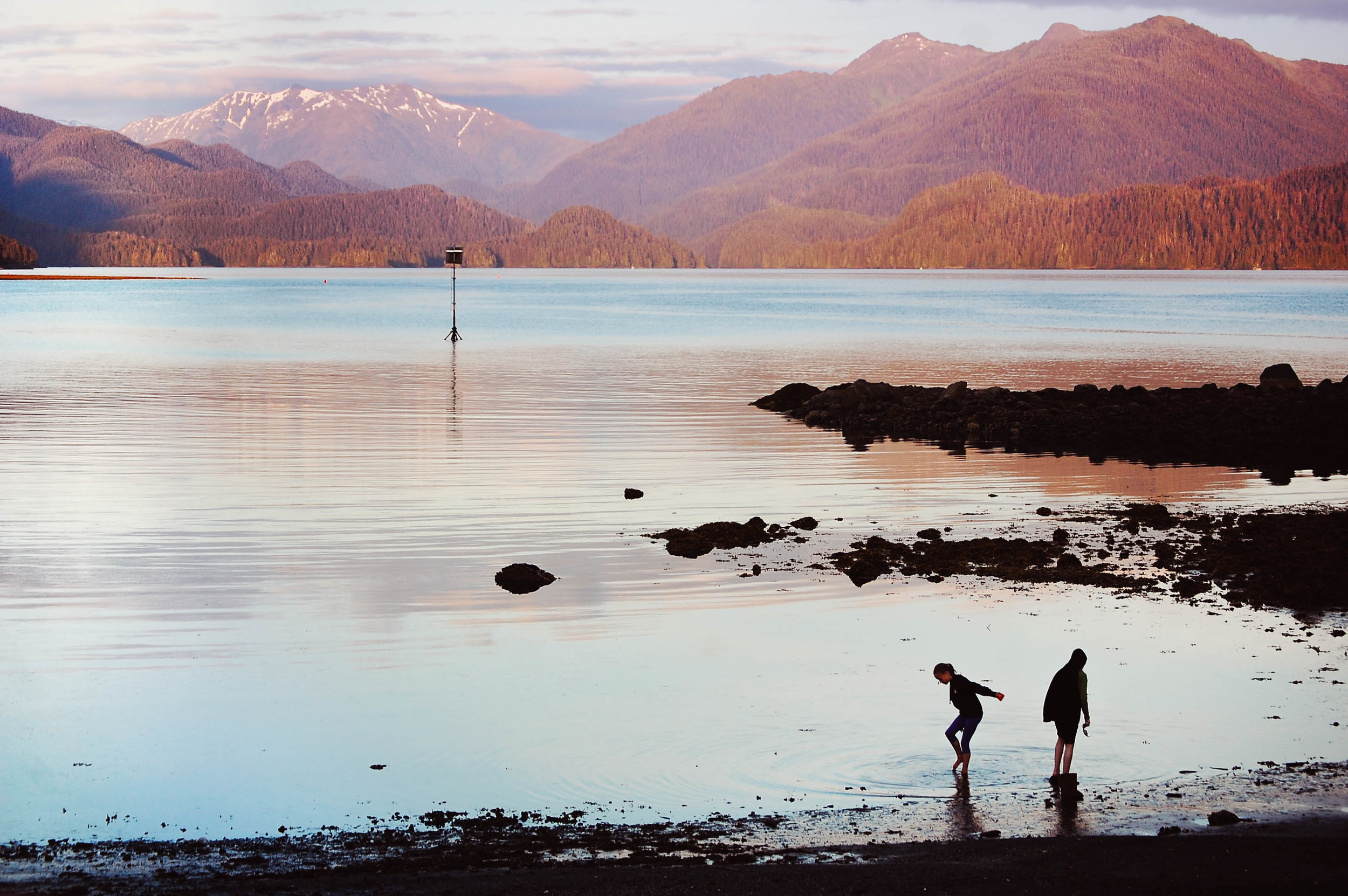  Children play on the beach in Sitka on the summer solstice 