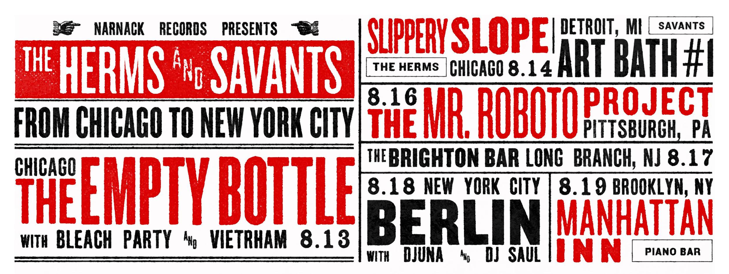 Savants' upcoming shows.