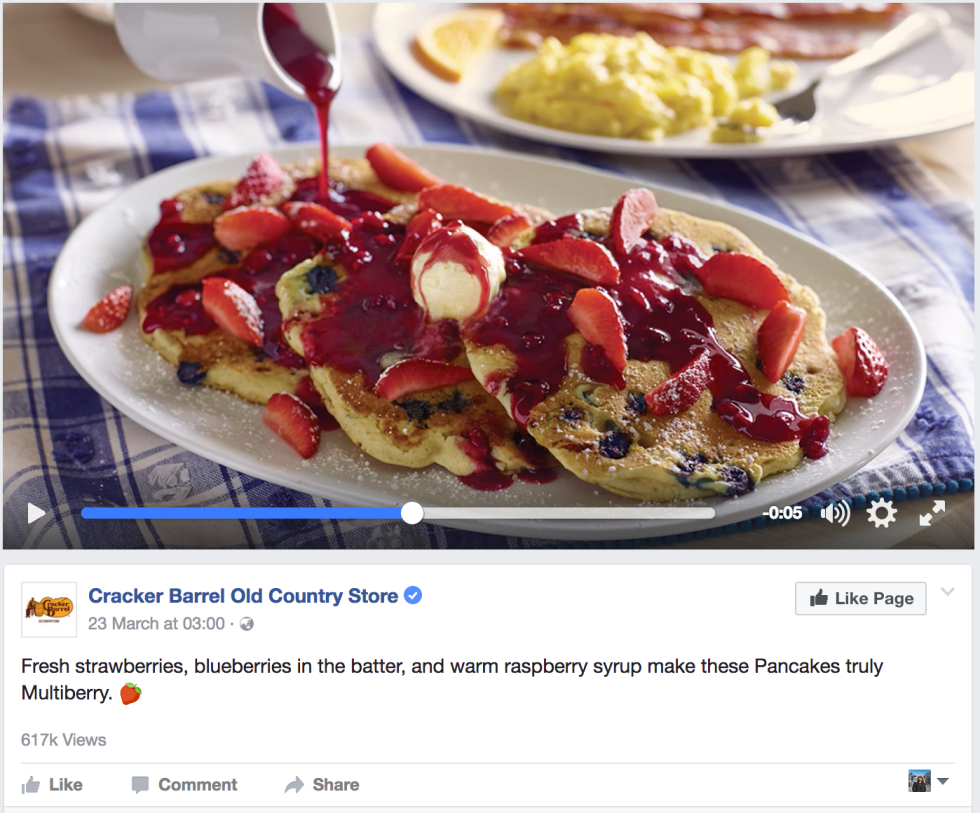 Screenshot from Cracker Barrel's Facebook Page