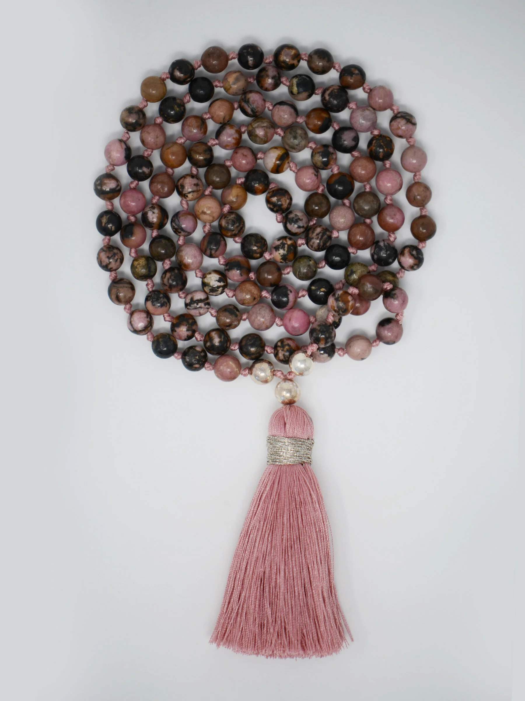 I am Balanced Mala - Rhodonite 