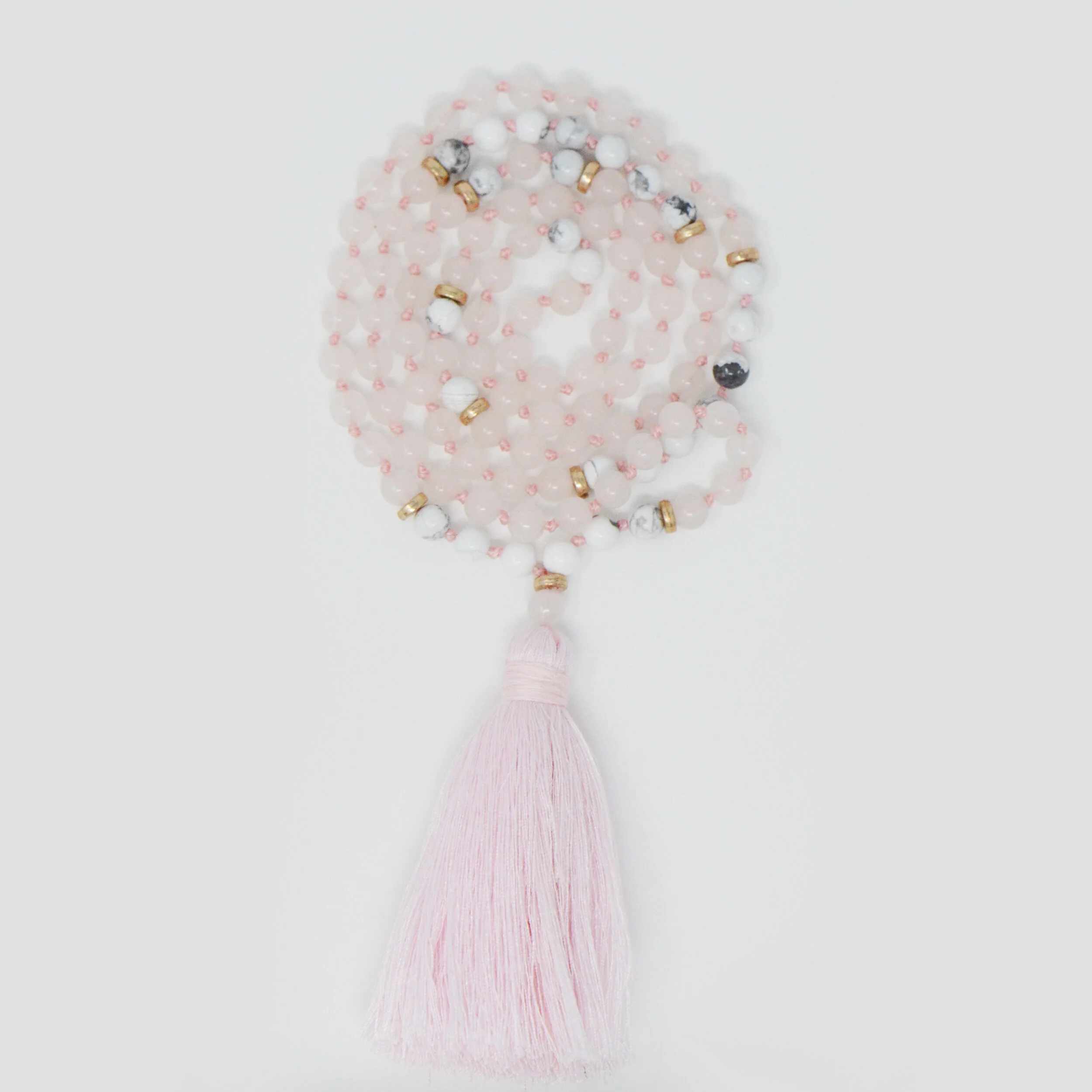 I am Unique Mala - Rose Quartz and Howlite