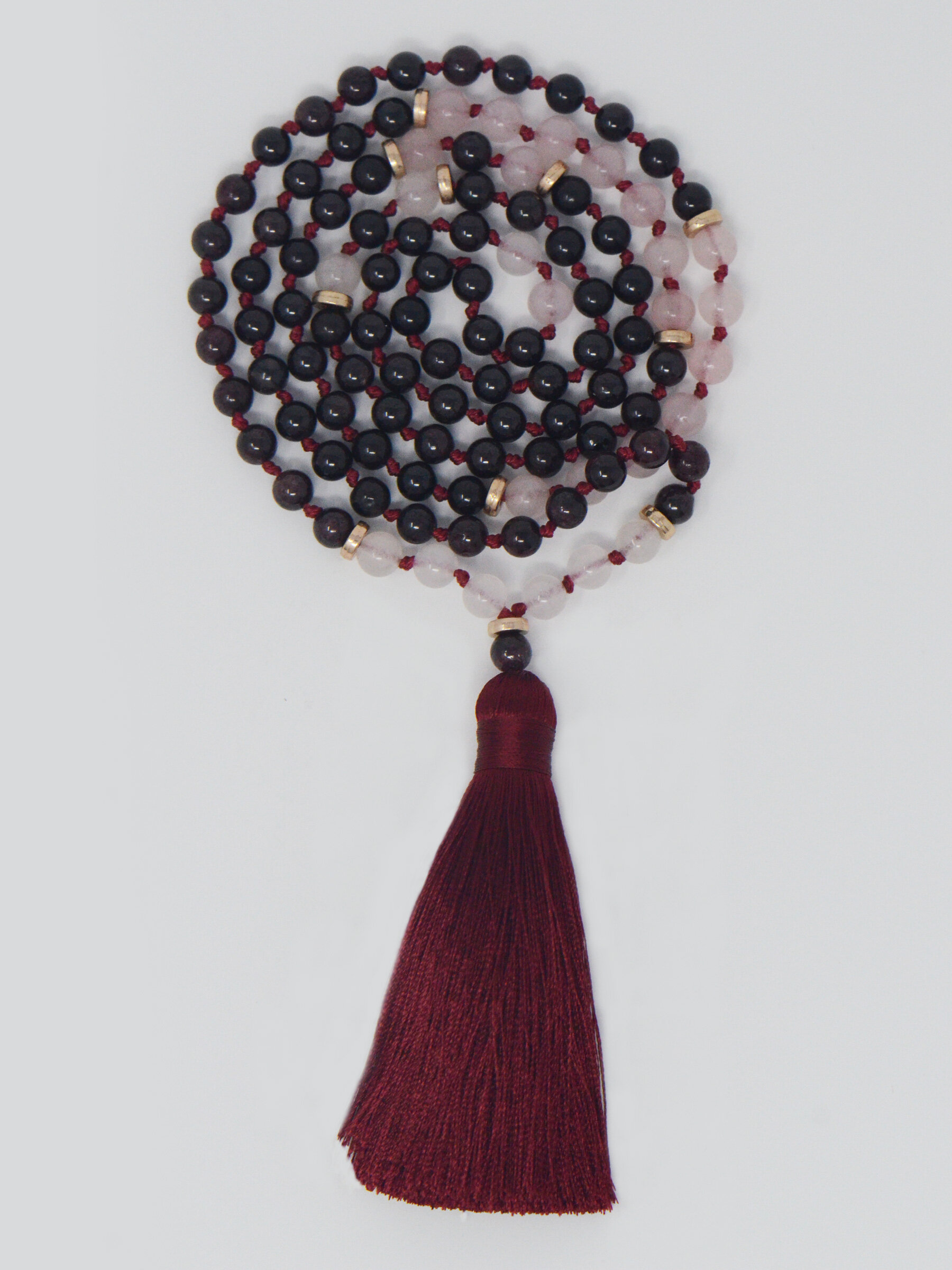 I am Radiant Mala - Rose Quartz and Garnet