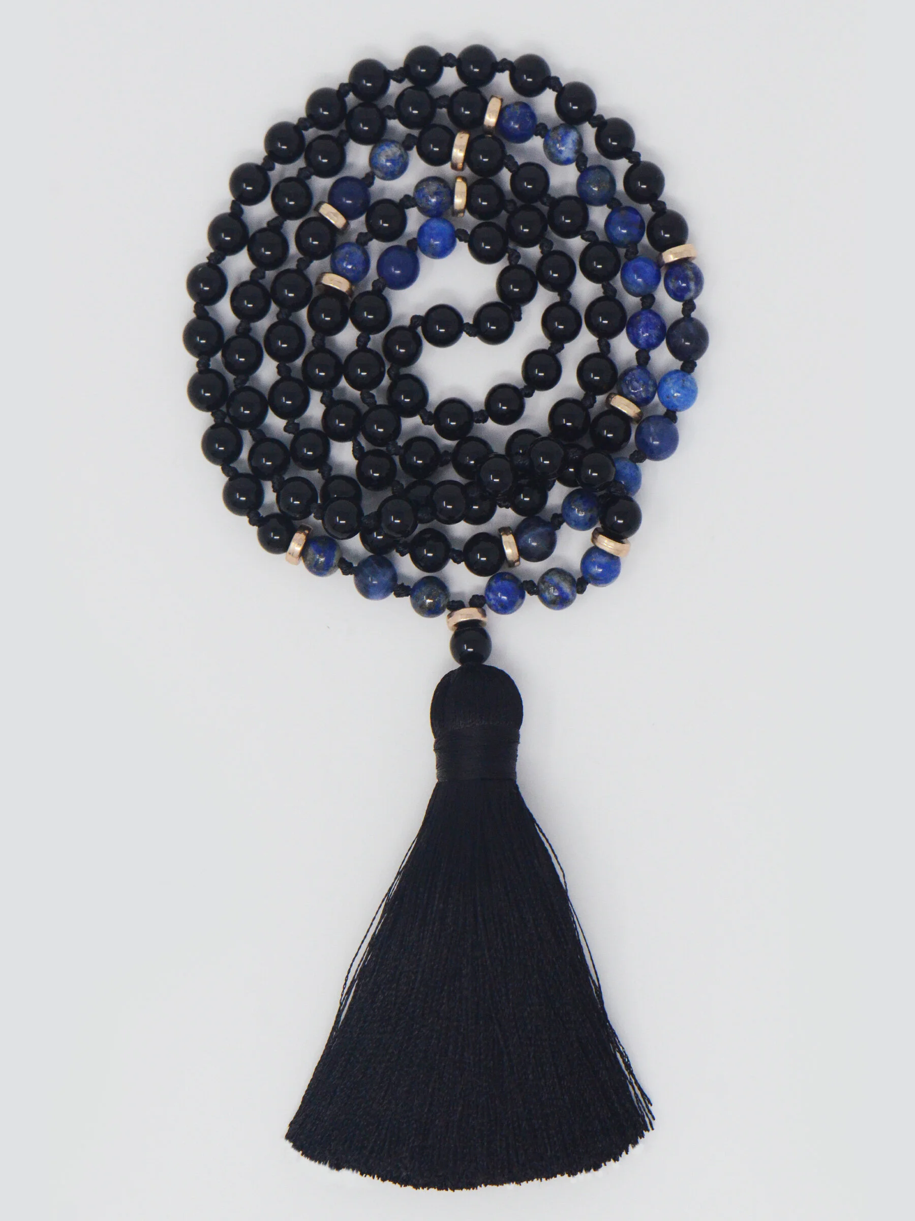 I am Free Mala - Black Onyx and Lapis Lazuli