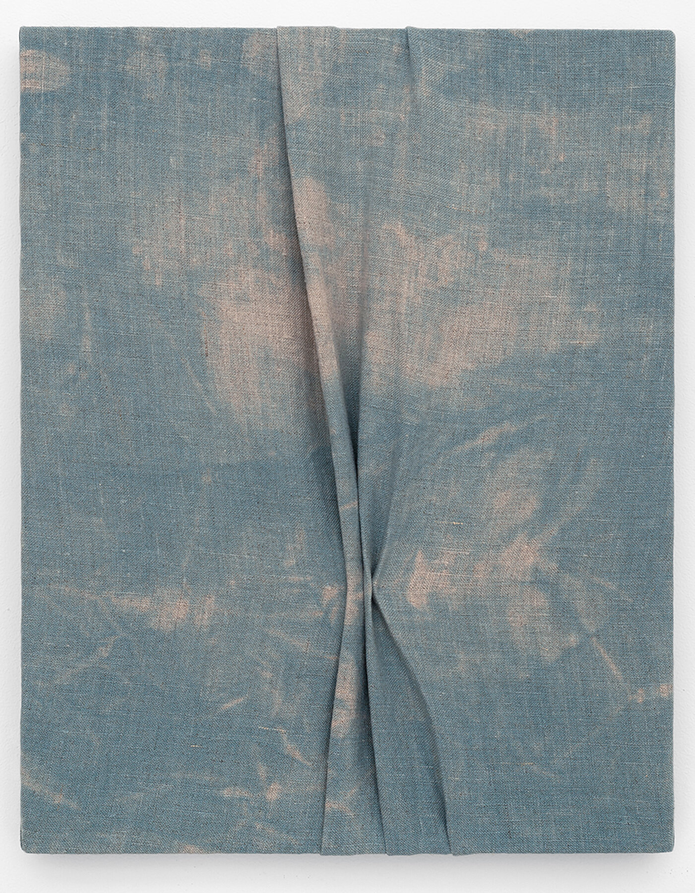   Pales the Sky , 2021                                                                                               Indigo dyed linen, stitched                                                                                               14 x 11 inc