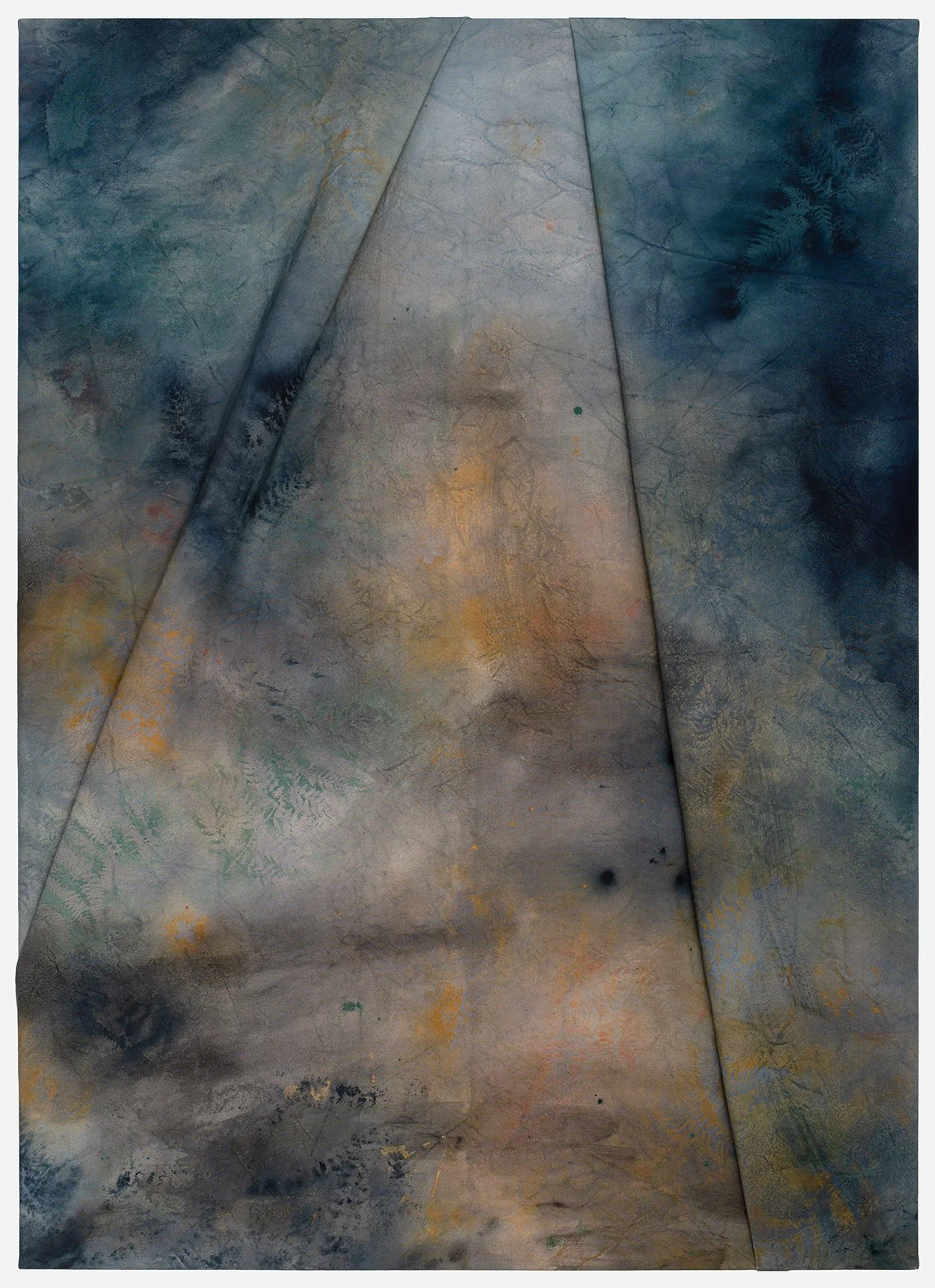 The Sound is Deep , 2025 earth pigments and acrylic on folded canvas 56 × 40 inches